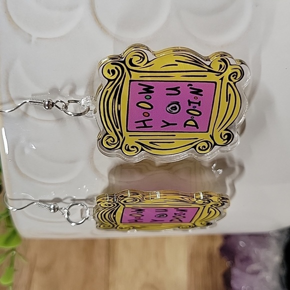 Friends Picture Frame Drop Earrings - Picture 4 of 6